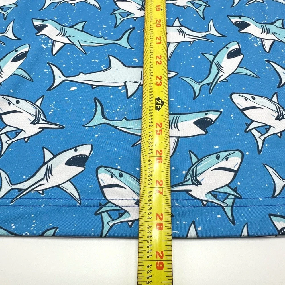 Waggle Golf Polo Shirt Mens Large Blue Shark Attack Short Sleeve Performance - Picture 9 of 10